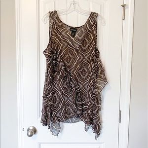 ⚡️NWOT LB sheer tribal tank top w ruffles